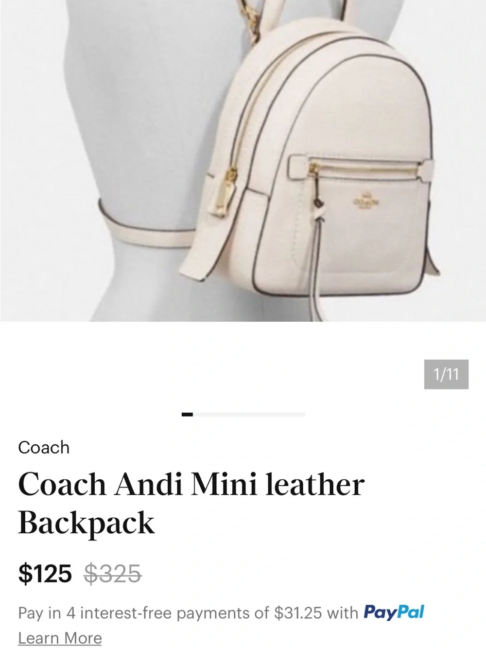 Coach Andi Sky Blue Pebbled Leather Mini Backpack